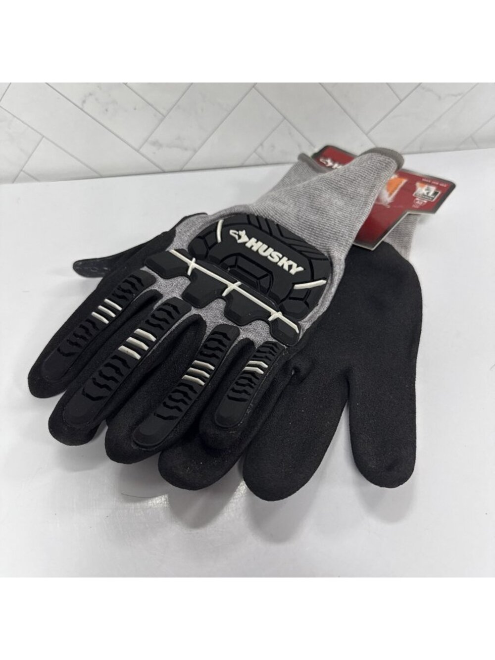 New Husky Black Gray Medium Duty Nitrile Dipped Gloves Size XLarge XL NWT